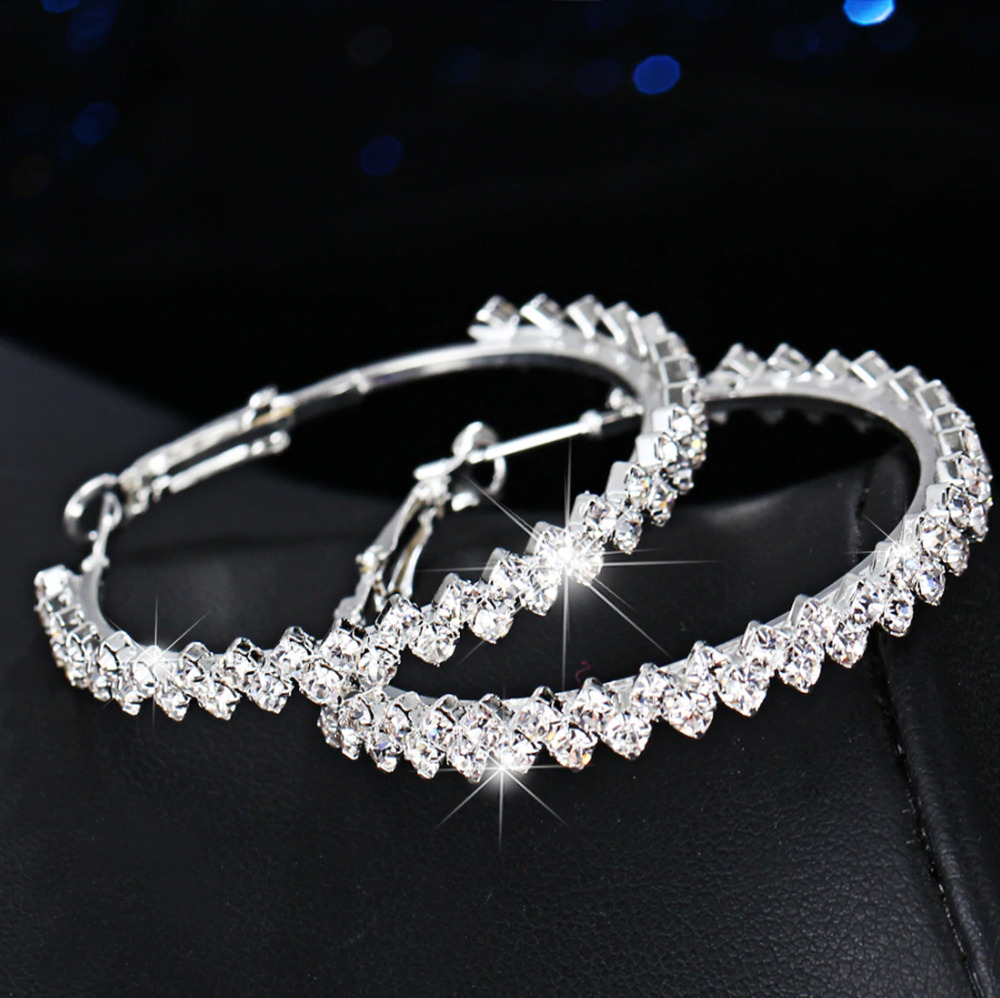 Christina Silver Crystal Hoop Earrings (4.2cm)